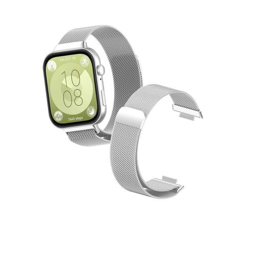 Watch Band Compatible with Huawei Fit 4 2025 Stainless Steel Metal Watch Band Waterproof Adjustable Replacement Strap Magnetic Mesh Band for Huawei Fit 4 2025 silver