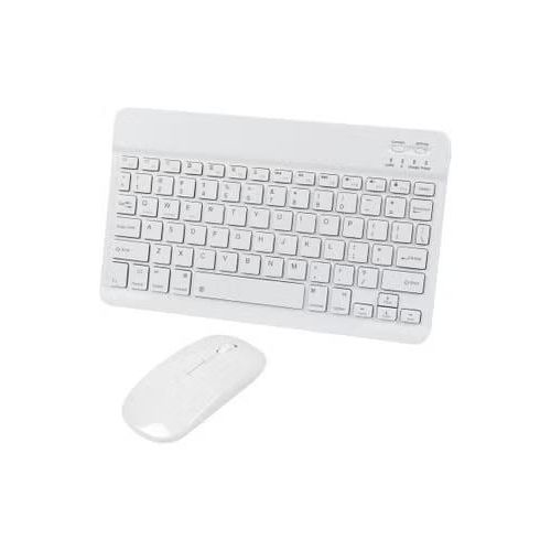CT-1010 Wireless Keyboard and Mouse Combo – Slim, Rechargeable, Bluetooth & 2.4GHz – Ultra-Thin Keyboard with Mouse for Laptop, Tablet, PC, MacBook (White)
