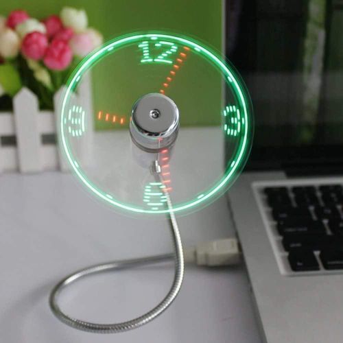 USB LED Clock Fan – Flexible Foldable Mini Fan for Laptop & Desk