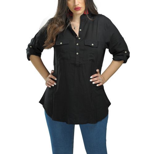 Solid Voile Blouse - Black