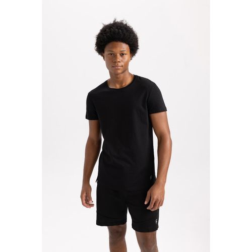 Man Crew Neck Slim Fit Short Sleeve T-Shirt - Black