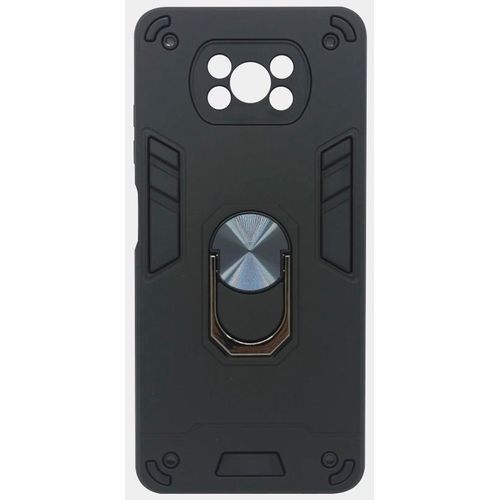 Poco X3 Pro Iron Man Full Protection Case with Camera Lens Protection & Movable Metal Ring Stand - Black