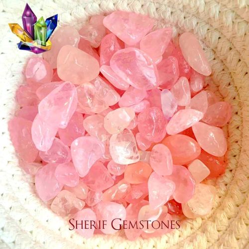 Natural Rose Quartz Small Drilled 25pcs Chip Healing , Decor , Art Stone