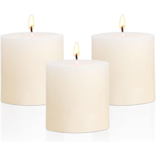 Unscented Ivory Pillar Candles - Ivory 90 Hours by Besibiso, 3-Piece Set