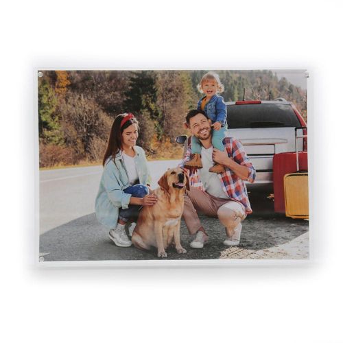 A4 Magnetic Acrylic Photo Frame a Double Sided Glass-Effect Picture Frame for a Desk or Wall Mount Freestanding Block- A4 Size - Modern - 1 Piece - Transparent