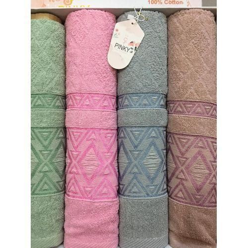 Cotton Jacquard Bath Towel - Pinky - 4 Pcs - 60*120 CM