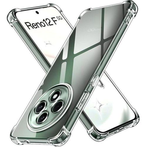 Gorilla Shockproof Protective Case made of silicone and heat-resistant polyurethane with camera protector and impact-resistant corners for Oppo Reno 12F 4G/5G network by Top Store, Transparent Color