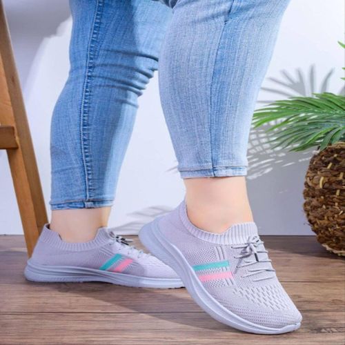 Fashion Women Mesh Sneakers-Gray