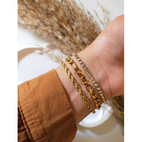 Pure Stainless Steel 3-Piece Stacking Bracelet Set (Tarnish-Free & Waterproof Multi-Layer Wristband Ensemble)