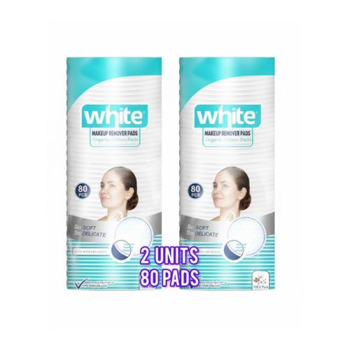 White Makeup Remover Cotton Pads 2 Units * 80 Pieces Total (160 Pads)