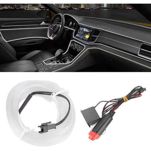 شريط ضوء LED للسيارة، إضاءة داخلية عالمية للسيارة، شريط ضوء LED للسيارة، ولاعة، أنبوب ضوء نيون، سلك توجيه - 3 أمتار - أبيض