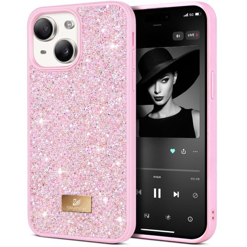 Glitter Rhinestone Protective Case for iPhone 15+ Plus / iPhone 14 Plus 6.7 with Shockproof Design - Pink
