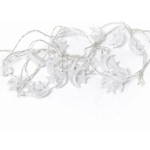 حبل إضاءة كريستالي رمضاني – زينة أنيقة بلمسة فاخرة، 14 حبة من روكسي ستور K-26) - هلال ونجمة لون شفاف منقرش )