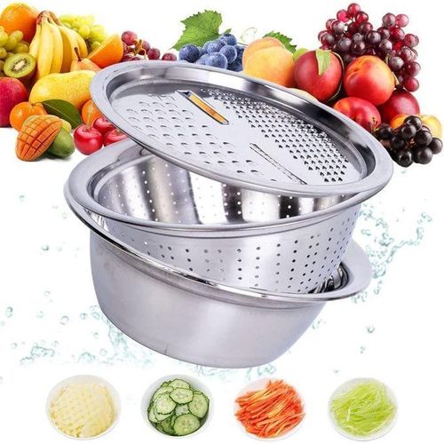 3 in 1 Stainless Steel Multifunction Grater Strainer Vegetable Grater Cheese Rice Marinade Multitool Kitchen Tools