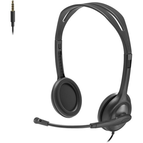 H111 Over-the-Head, Stereo Headset, for live chat and music, Black - Silver, Wired