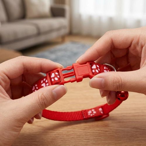 Soft Nylon Puppy Collar Adjustable Small Dog Cat Pet Collar with Bell Red