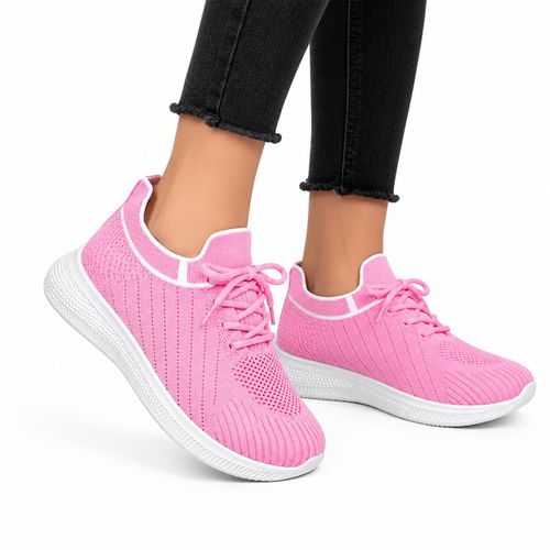 AF33 Women’s Lightweight Sport Sneakers – Breathable Mesh Fabric – Flexible Medical Sole for Daily Walking - Fucshia