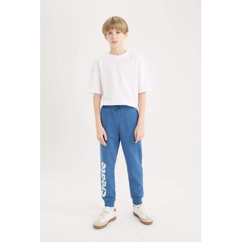 Boy Elastic Waist Cuff Printed Sweatpants
