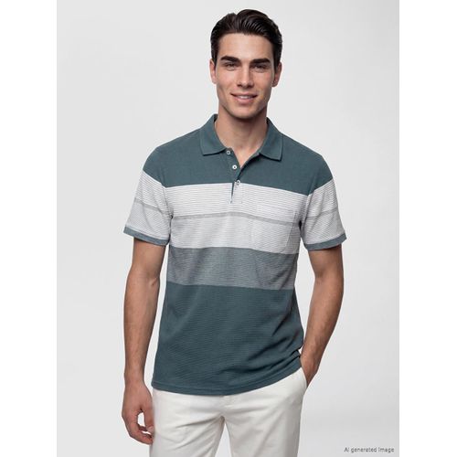 Polo Collar Color Blocked Pique Men's T-Shirt
