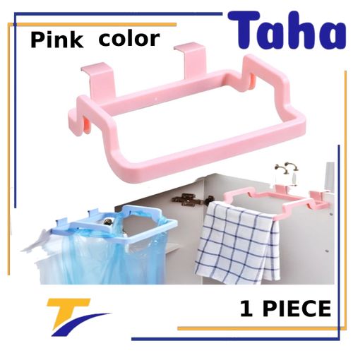 Taha Offer Hanging Garbage Bags and Towel on Kitchen Parchment Without Nails - Multi-use Pink Color