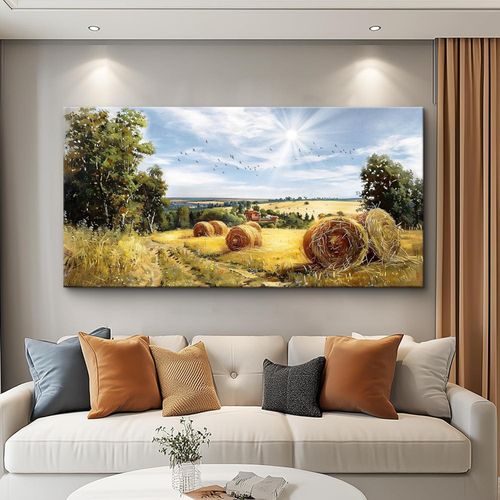 FUHAIHUA Large Canvas Wall Art For Living Room Farmhouse Wall Decor For Bedroom Inspiration Wall Pictures Artwork Country Field Landscape Painting Office Decoration Modern Hotel Room Mural 30x60 In