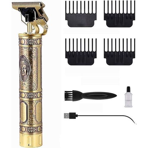 WS-T99 Professional Rechargeable Cordless Hair Clipper and Clipper with Type C Cable, 1200 mAh Battery - Multi Shapes, Gold