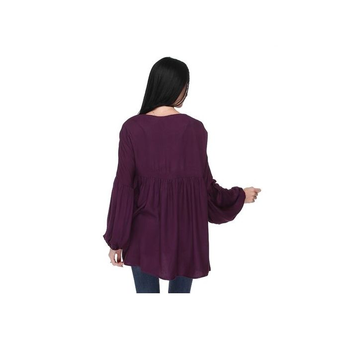 Cotton Loose Winter Top - Purple