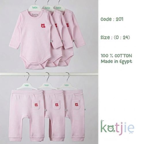 6-Piece Baby Essentials Bundle: 3 Long-Sleeve Bodysuits & 3 Pants - 100% Cotton