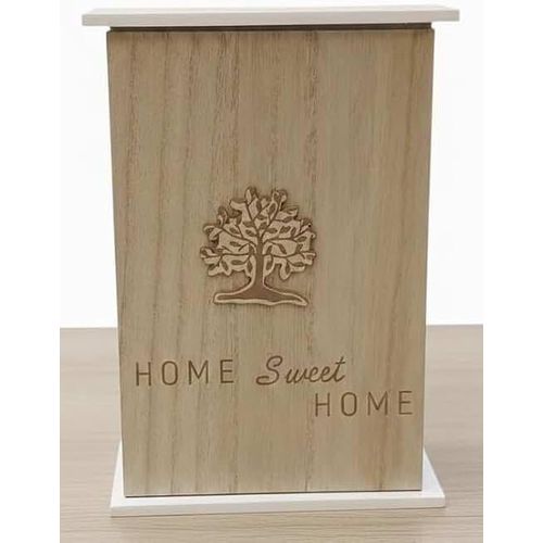Wooden Wall Mounted Key Box, Beige and White, Home Decor