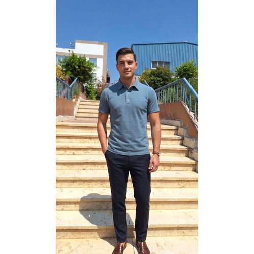 Grayish blue polo shirt