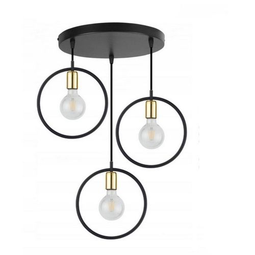 Black and gold chandelier with 3 bulbs – 45×45×80 cm