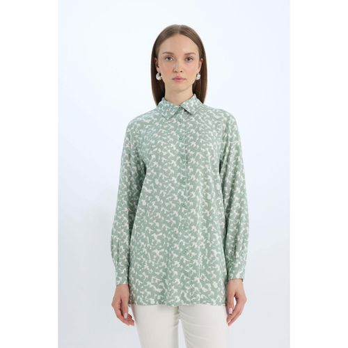 Regular Fit Patterned Long Sleeve Modest Shirt Tunic
