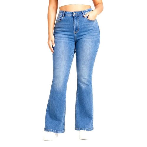 Women’s High-Waisted Flared Jeans in Blue – Regular & Plus Sizes from 30 to 50