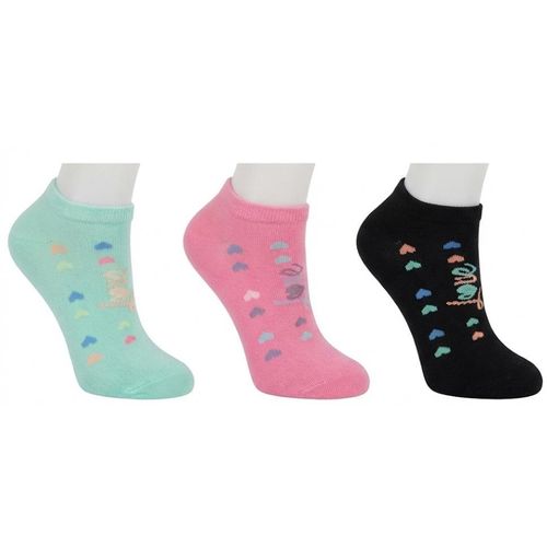 3 pairs of women's socks, black, pink, and pistachio colors, one size fits all