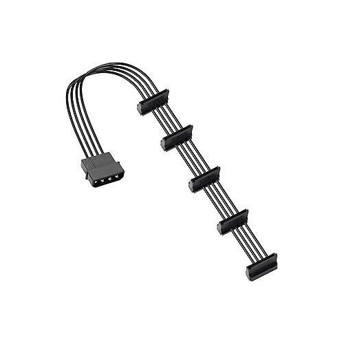 GELRHONR 4 Pin IDE to 15 Pin SATA Splitter Power Cable,LP4 to 5x15 Pin Right Angel SATA Power Conversion Line Black Extension Cable for Hard Disk