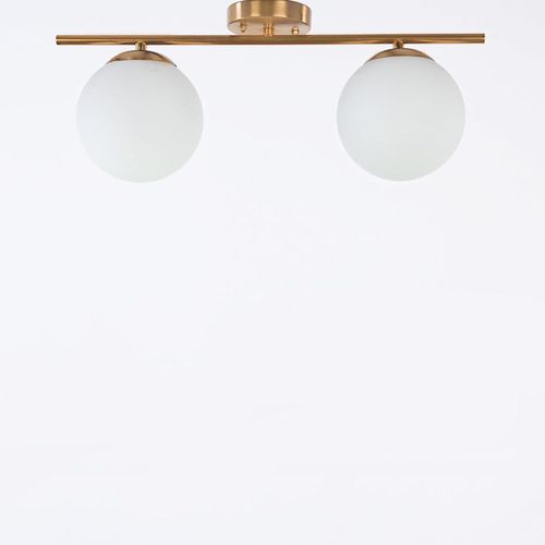 Elegant Gold Ceiling Track, Linear Brass Frame with Opal Glass Globes, Soft Ambient Lighting for Living Rooms & Hallways, YL-P-453