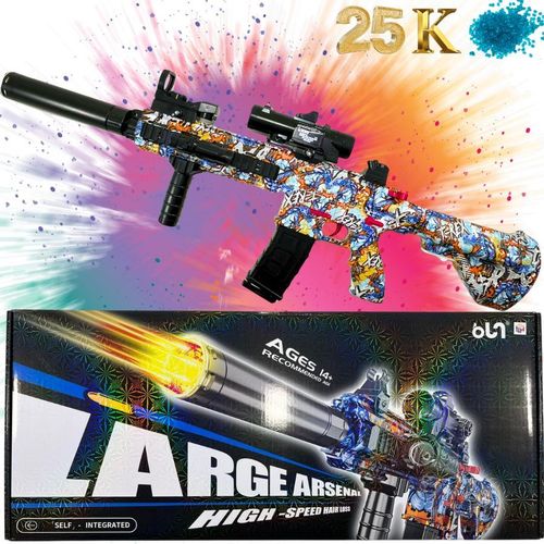 Electric Hydrogel Blaster Water Ball Toy – Automatic Outdoor Game Gun with T-Rex Graffiti Skin, Rechargeable Battery, Tactical Scope, Laser, Flashlight, and Gel Ball Accessories – Fun Team Sport Gift for Teens and Adults