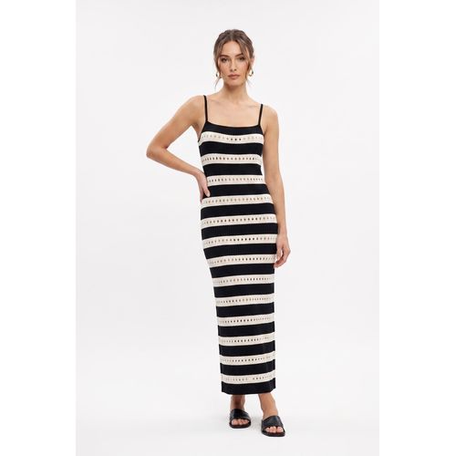 Women's Striped Pointelle Knit Maxi Dress