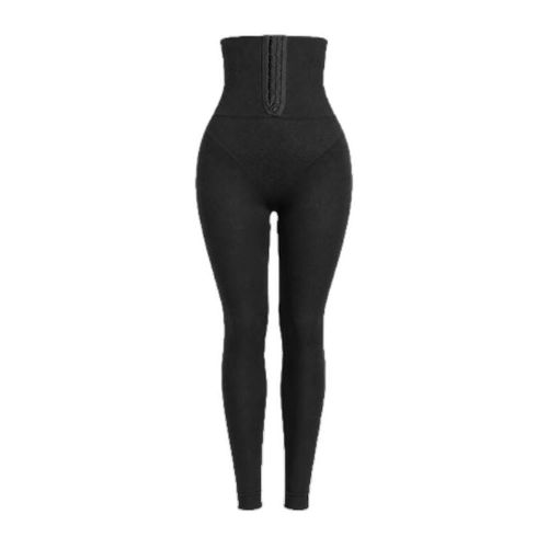 Women's High Waist Seamless Shaping Leggings - Tummy Control Corset Leggings with Front Hook Closure - Black