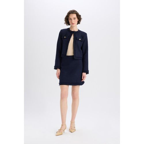 Woman A Line Woven Skirt - Navy