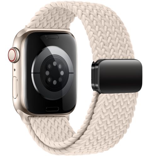 Sport Solo Loop Compatible with Apple Watch Band 42mm 44mm 45mm 46mm 49mm for Women Men, Magnetic Strap Stretchy Braided Wristband for iWatch Series 11 10 9 8 7 6 5 4 3 Ultra 3 2 1 SE SE2 - Starlight