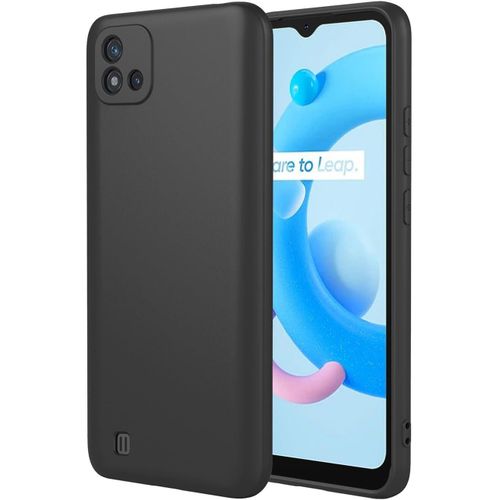 جراب حماية سيليكون مقاوم للصدمات مع بطانة داخلية وحماية للكاميرا - تصميم عصري وانسيابي - متوافق مع ريلمي C11 2021 (أسود)