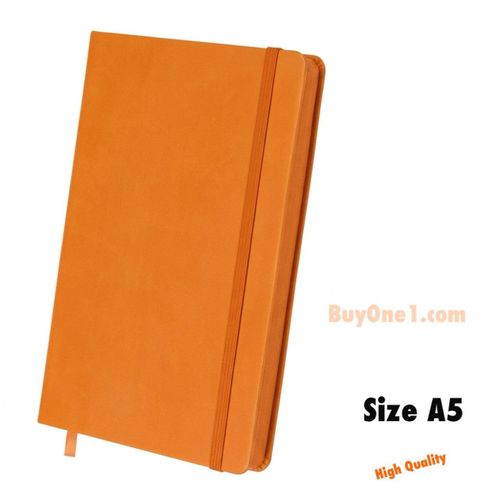 Premium Leather Notebook with Matching Colored Edges Vibrant Orange