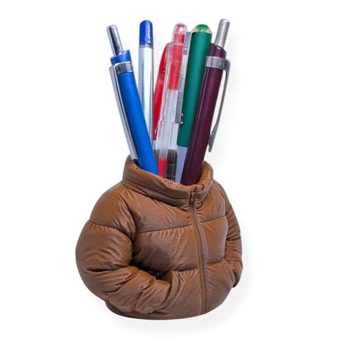 More Than a Pen Holder - A Desk Upgrade – Puffer Jacket Style Pen Holder for Desk, Cute & Fun Pen Organizer, Pencil & Pen Holder Case for Home And Office Desk