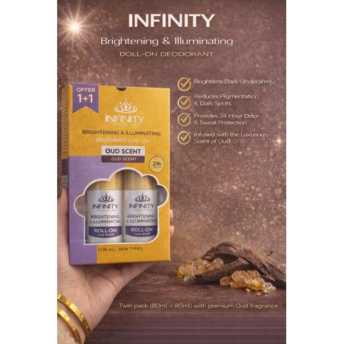 Infinity Brightening Illuminating Roll-On Deodorant Duo 80ml x2 11 Offer 24H Protection Oud Scent