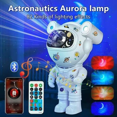 Astronaut Bluetooth Projector Lamp – Robot Shaped Starry Sky Light with Magnetic Head Rotation – Remote Control & USB Powered – Decorative Gift for Kids & Adults – Safe Durable Materials – Perfect Bedroom & Party Atmosphere