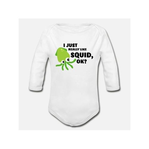 I Just Really Like Squid Okay Organic Long Sleeve Baby Bodysuit_2
