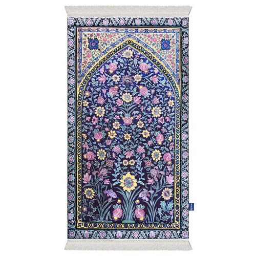 Navy Blossoms Premium Prayer Mat