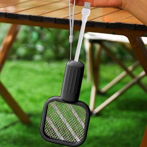 Mosquito Killer Lamp And Electric Fly Swatter 2 In 1 Usb Rechargeable Bug Zapper Racket With Adjustable Angle Indoor Outdoor Insect Trap For Flies Gnats Mosquitoes (Black)