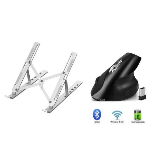 Ergonomic Workstation Bundle: COUGAR-EGY Vertical Wireless Mouse (E1900) & Adjustable Aluminum Laptop Stand